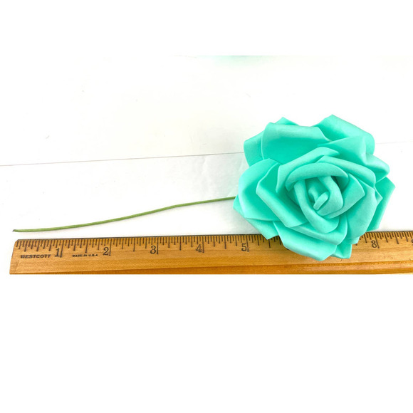 20 PC Mint Green 3" Foam Flower Rose Wire Stem Single NEW Wedding Bridal Parties - Picture 3 of 9